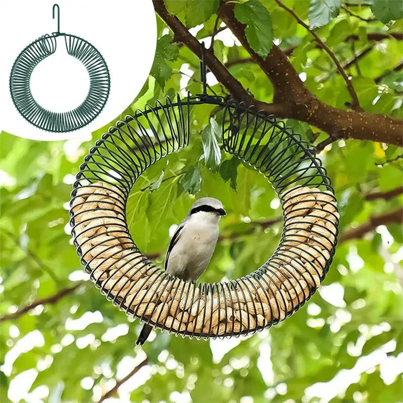 Squirrel Feeders For Outside Suet Feeder Large Capacity Wreath Bird Feeder Round Metal Groundnut Bird Feeder For Outing Home