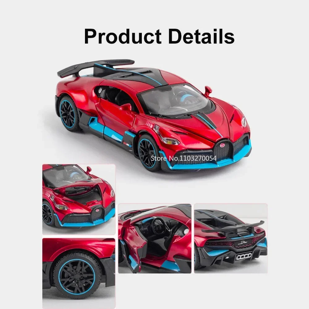 1:32 in lega pressofuso Divo modello di auto sportiva giocattolo con luce sonora a strappo 3 porte Opend simulazione collezione di veicoli regali per ragazzi