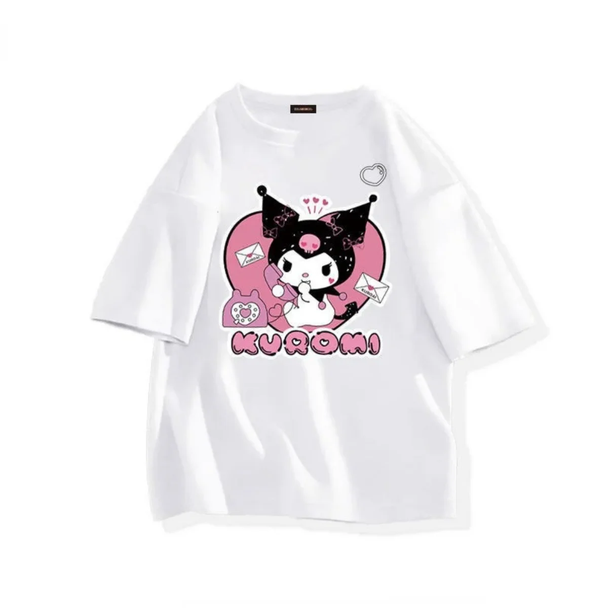 New Sanrio Anime Kuromi Children T-shirt Y2k Kawaii T Shirts Cartoons Casual Clothes Tees Shirt Kid Girl Boy Tops Family Outfits