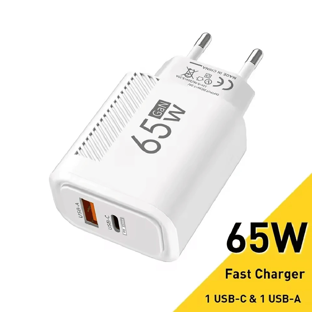 65W USB C Charger Charger Fast Charging EU/US Plug Charger Adapter For iPhone Samsung Xiaomi Phone Type C Quick Charge Charger