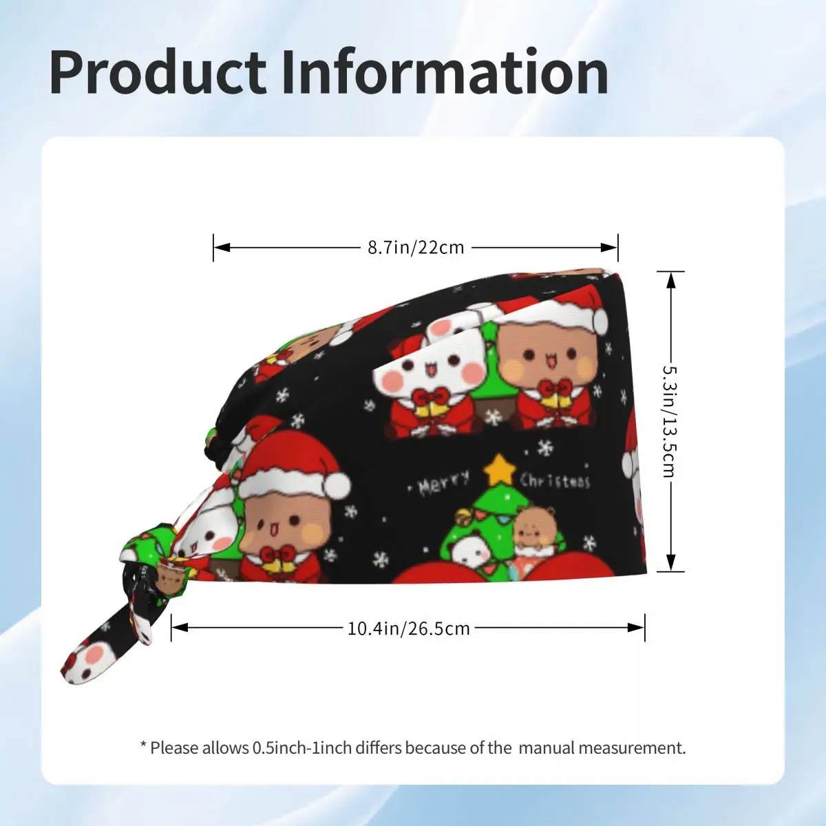 ナースハット Dudu Bubu 女性と男性用のワーキングキャップ メリークリスマス カジュアル ロングヘア スクラブキャップ 快適な医療用キャップ