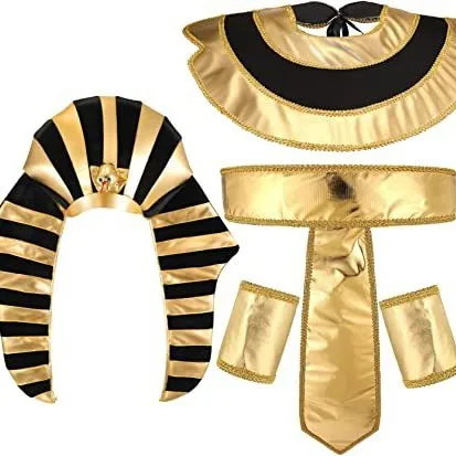 Egyptische kostuumaccessoires set Egyptische farao-hoofddeksel Egyptische kraag polsbandjes voor Halloween rollenspel cosplay - afbeelding 1