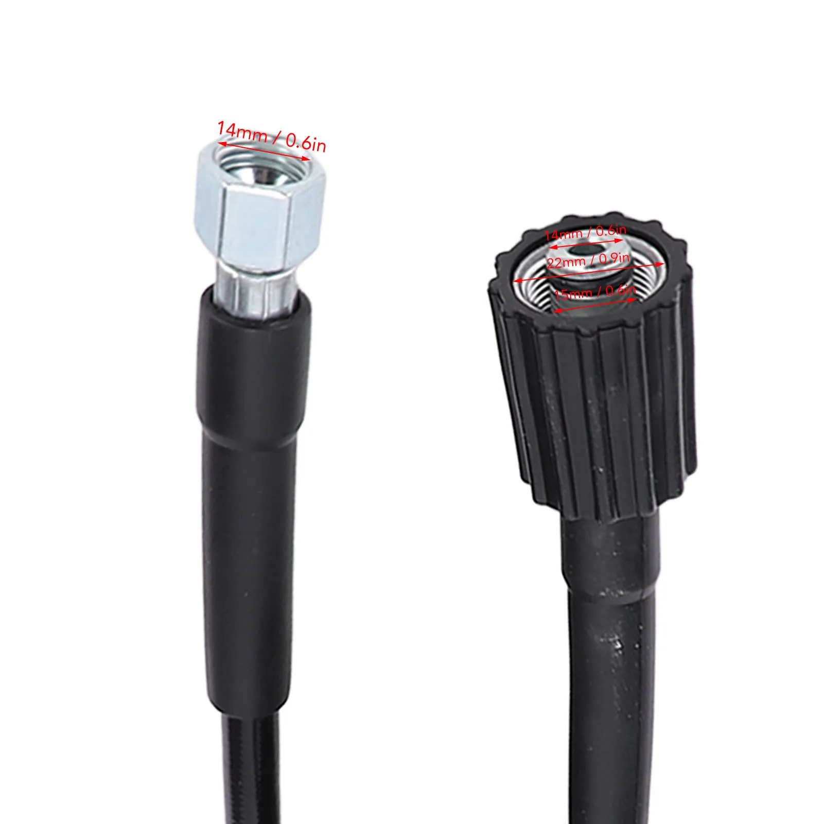 High Pressure Water Hose Replacement Power Washer Extension Hose for Car Washing Wearproof Rubber Metal Connector