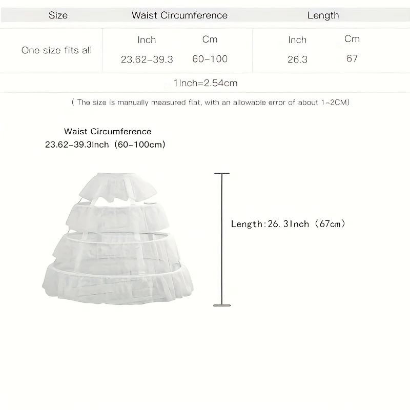Style 3-Layer Hoop Petticoat with Lace Trim - Elegant Tulle Skirt Women, Parties & Daily Wear, Hand Wash