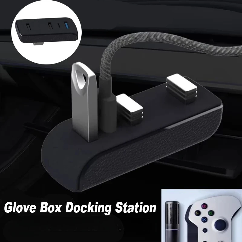 estacao-de-encaixe-para-caixa-de-luva-para-tesla-model-3-2024-2025-y-2021-portas-hub-usb-carro-4-em-1-extensor-usb-carregador-atualizacao-transferencia-de-dados
