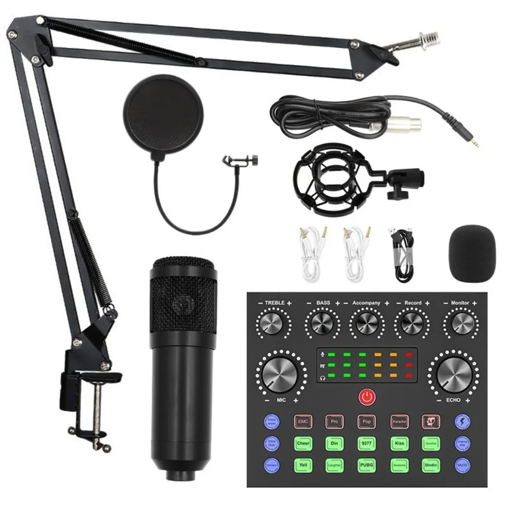 BM800 Kit microfono a condensatore scheda Audio per Computer telefono cellulare cambia voce microfono Streaming Mixer Audio V8