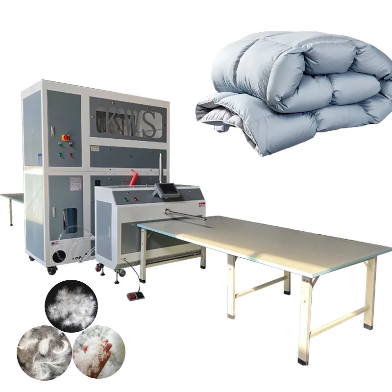 Bonne vente Machine de remplissage de couette canard vers le bas Machine de remplissage de couette avec pesage Intelligent