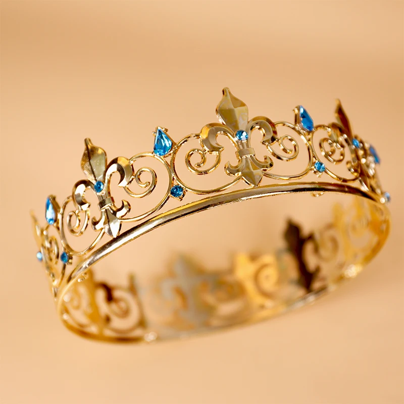 

Baroque Vintage Metal Circle Tiara Royal Queen King Crown men queen hair accessories tiara performance tiara unisex prince crown