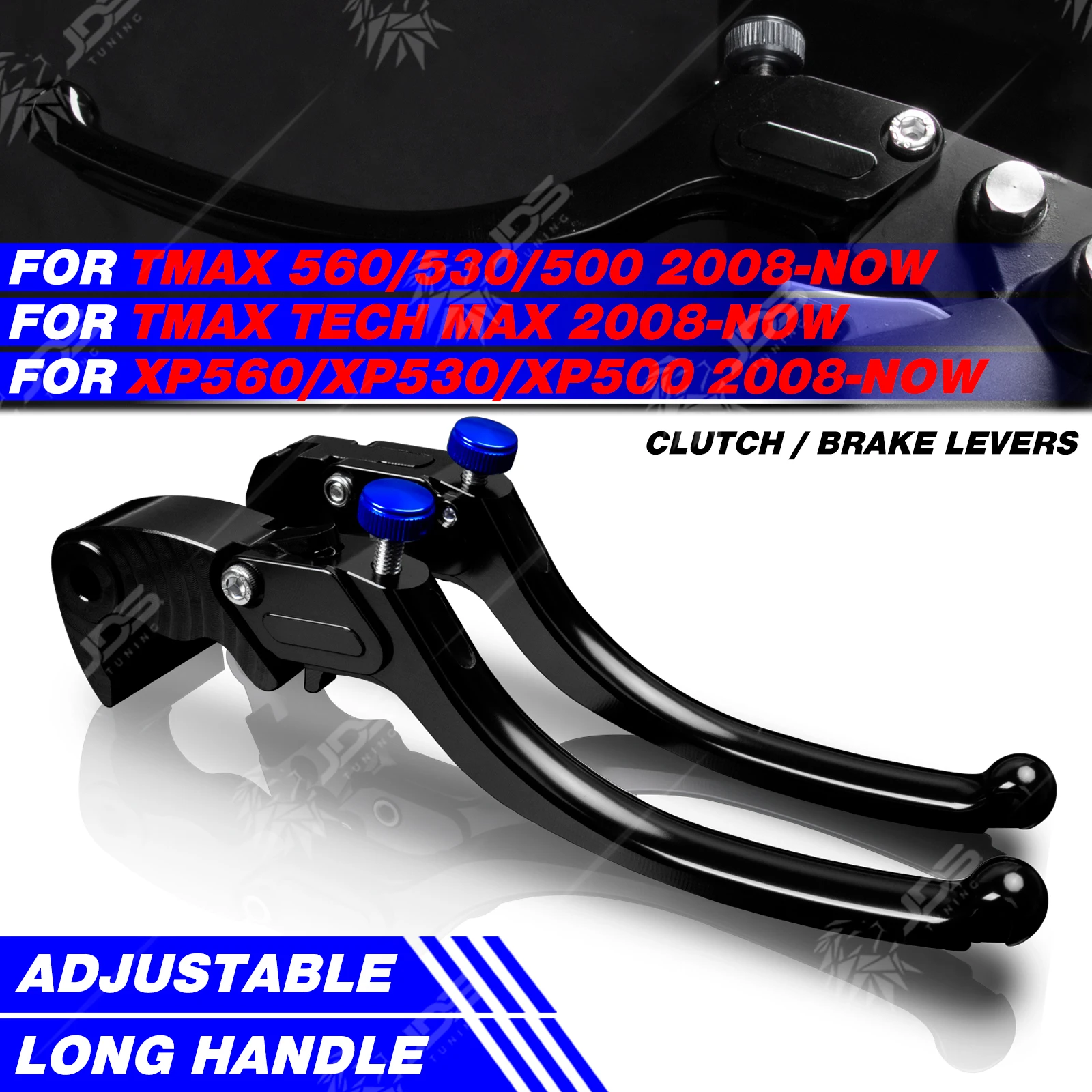 JDSTUNING For Yamaha TMAX 560/530/500/TECHMAX/XP560/XP530/XP500 2008-NOW Stepless Clutch Lever Brake Lever Long Handle Levers