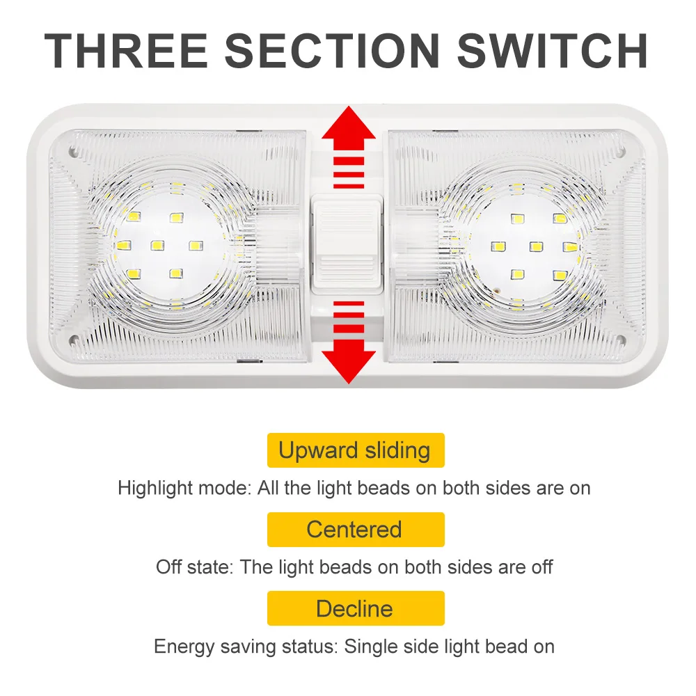 12V RV Interior LED Ceiling Light Under Cabinet Lights Car LED Reading Lamp Dome Roof Lamp for Caravan Camper Truck Boat Trailer