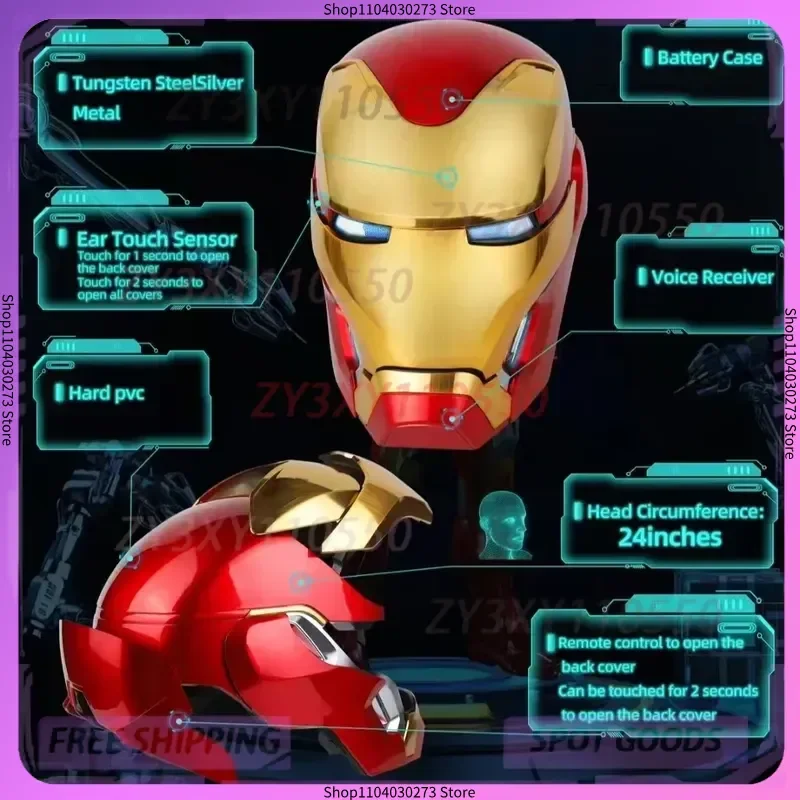 Iron Man MK50 Figura 1:1 Indossabile Cos Maschera Casco di deformazione ad attivazione vocale attorno ai derivati di animazione Modello giocattolo Regalo Ragazzo