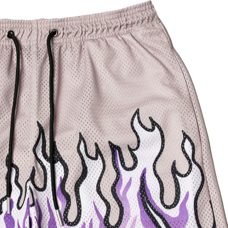 Esportes basquete shorts de cintura solta chama shorts calças de fitness esportes correndo calças de secagem rápida homens e mulheres alikestyle