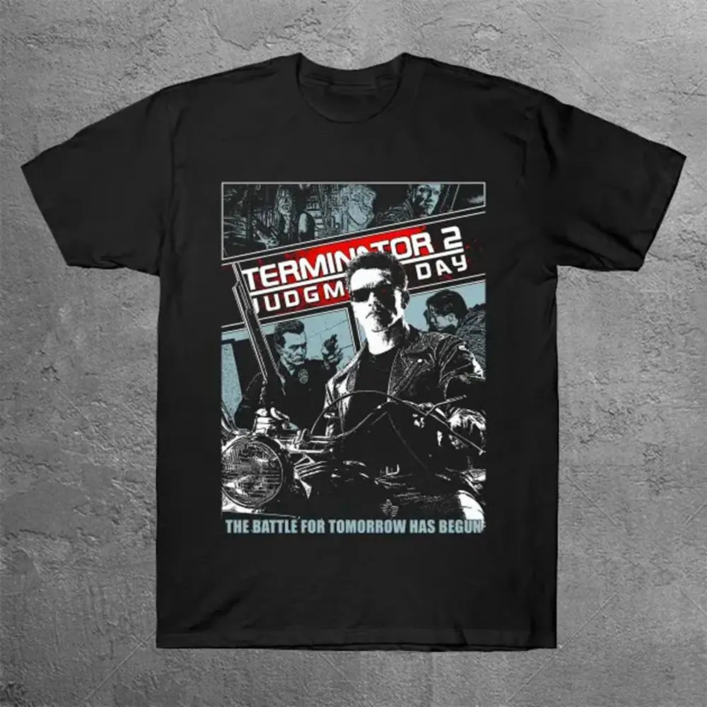 Футболка «Терминатор 2», мужская хлопковая футболка с рисунком, 100 шт., тяжелые футболки для мужчин, футболки с рисунком больших размеров