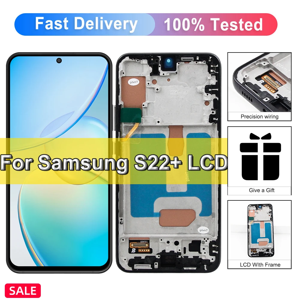 TFT S22 Plus Display For Samsung Galaxy S22 Plus S906B S906B/DS LCD Display Touch Screen Replace Digitizer Assembly with Frame