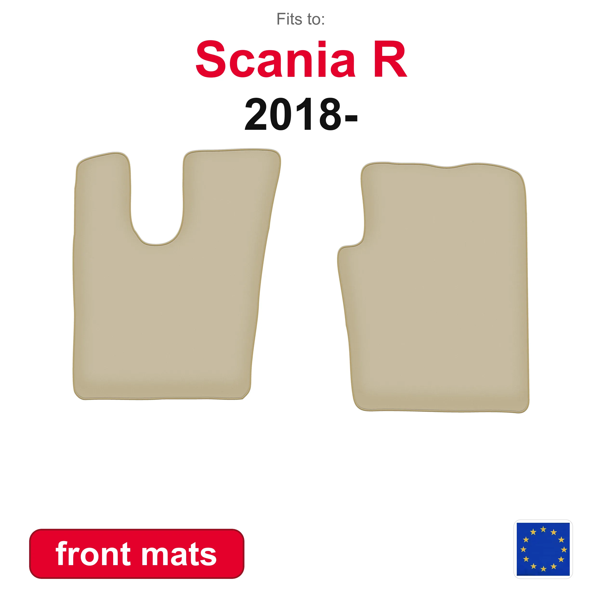 PREMIUM autovloermatten voor Scania R vrachtwagen (2018–) – beige, op maat gemaakt (2 stuks) set voorste autovloermatten voor het interieur van het voertuig