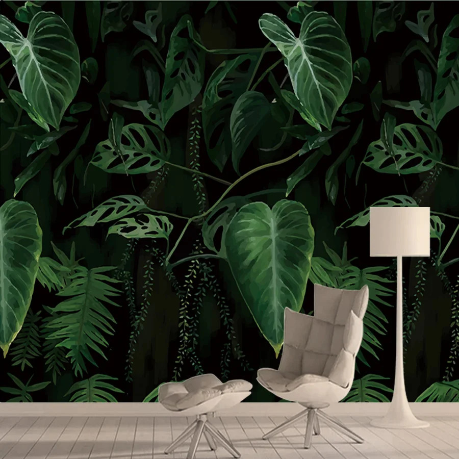 

Custom Peel and Stick Wallpapers Accept for Bedroom Walls Living Room Contact Paper Home Decor Nordic Jungle Forest Leaf Murals