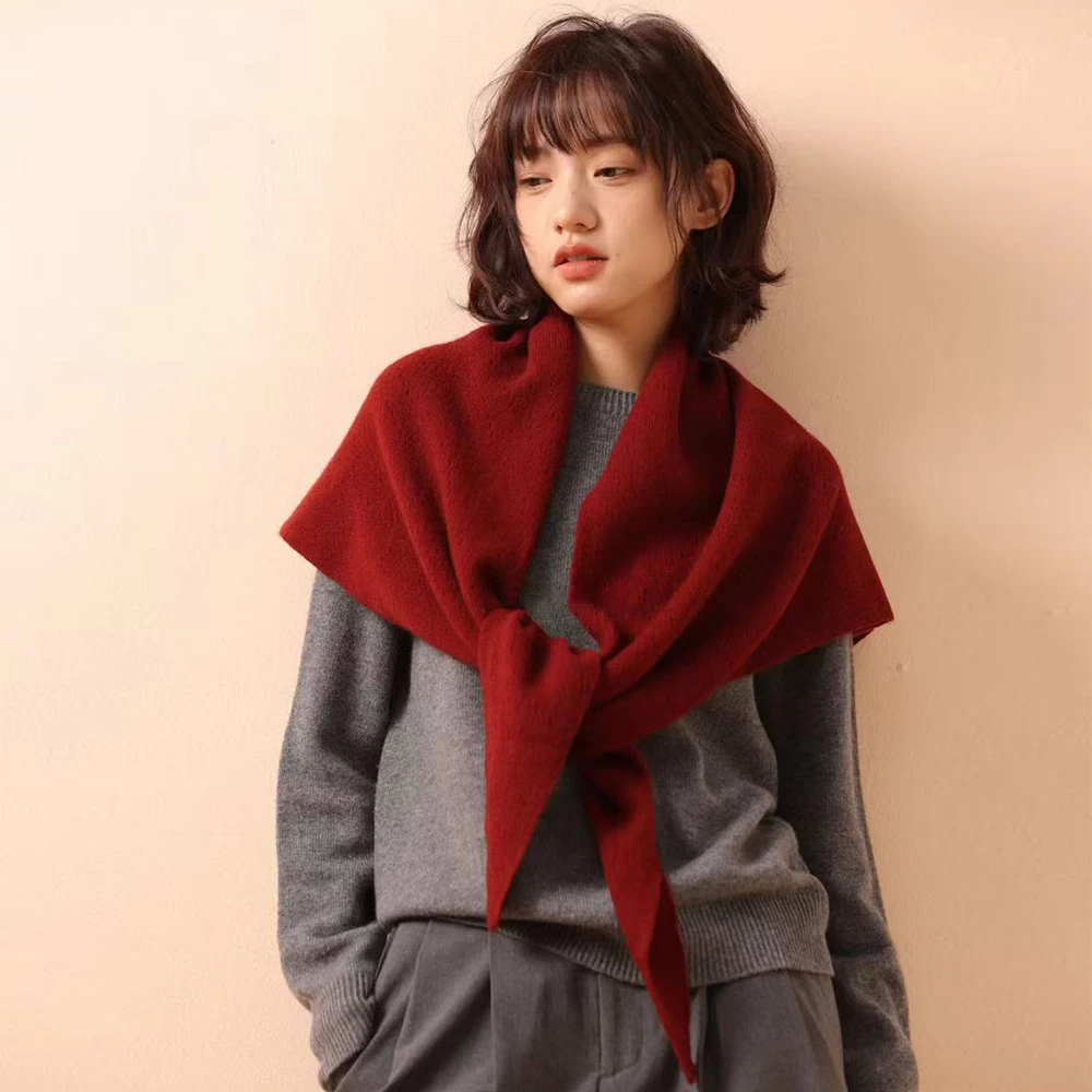 100% Wool Fashion Big Size Women Shawls Hollow Out Triangle Scarf Winter Cappa Thick Warm Neckerchief Wraps Bufanda 2026 New