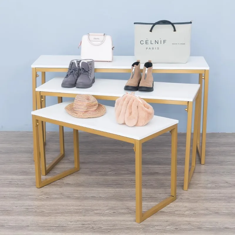 Wrought iron floor-to-ceiling clothing store display bag display stand water table shoe shelf display stand three-piece combinat