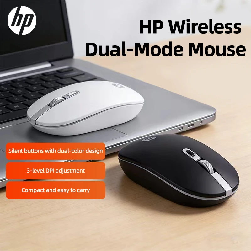 HP 듀얼 모드 무선 마우스 블루투스 무소음 노트북용 비즈니스 사무실용 남녀공용 소형 태블릿 호환