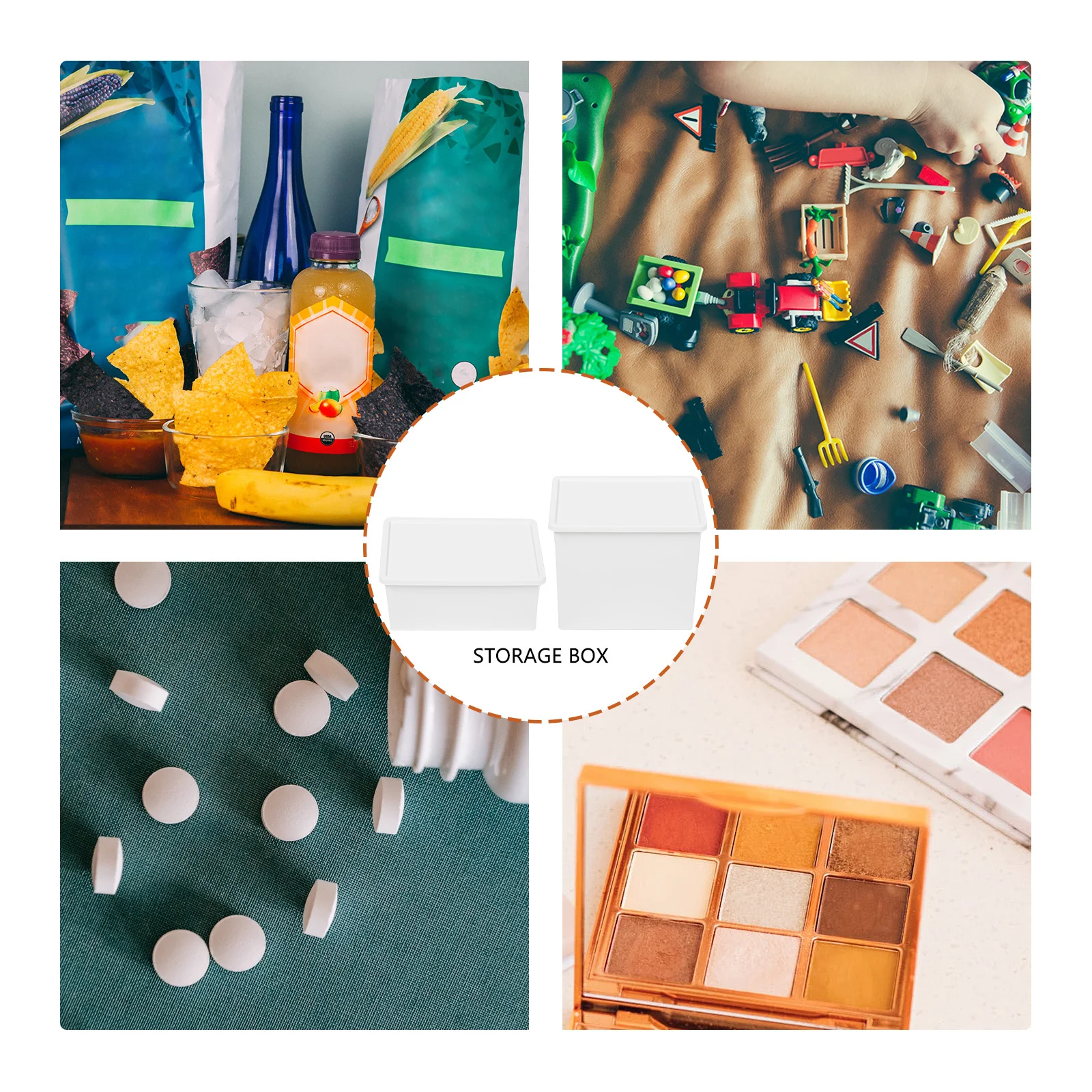 

2pcs Multifunctional Storage Box Simple Design For Bedroom Desktop Organizer Sundry Sorting Container With Lid Drawer