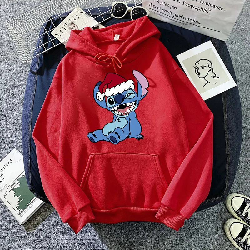 90s Hoodies Kawaii Christmas girls Kawaii Lilo Stitch Hoodie Women Stitch Cute Manga Sweatshirts Y2k Streetwear Female Hoody