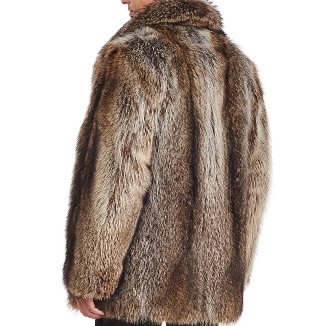 Man Mid-length Real Raccoon Dog Fur Jacket Lapel Collar Long Sleeve Zipper Winter Fashion Men Genuine Fur Coat Luxury Outwear