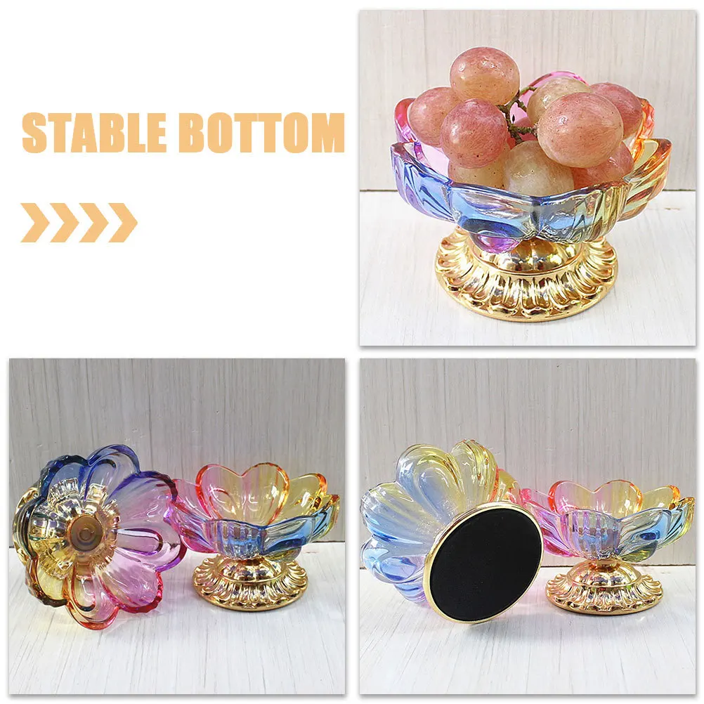 

2Pcs Lotus Pattern Glass Fruit Tray Snack Serving Plate Dried Fruit Holder Decorative Food Storage Tray Dessert Plate