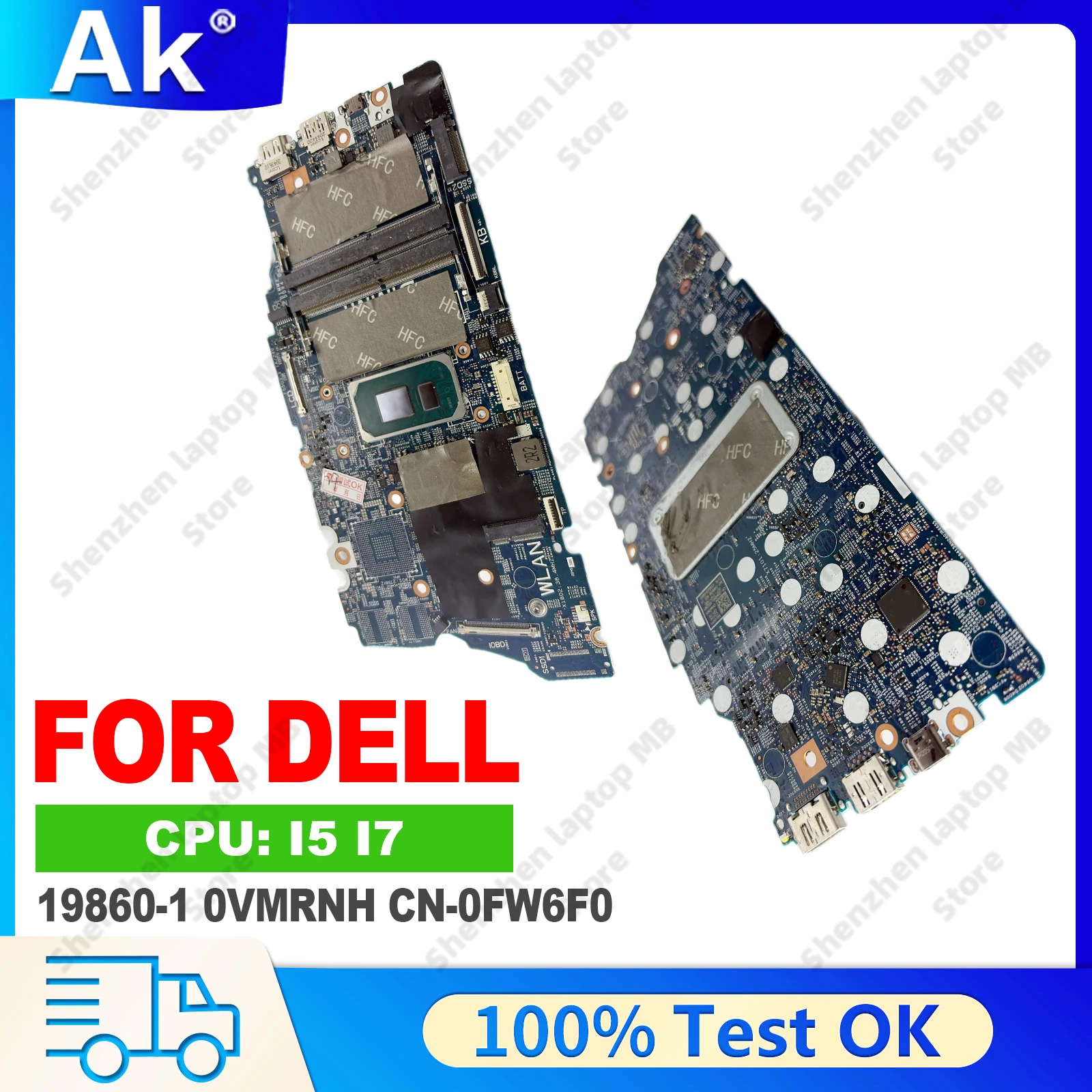 19860-1 Laptop Motherboard For Dell Inspiron 14 7506 7306 5406 7706 2-in-1 19860-1 0VMRNH CN-0FW6F0 Mainboard with i5 i7 CPU