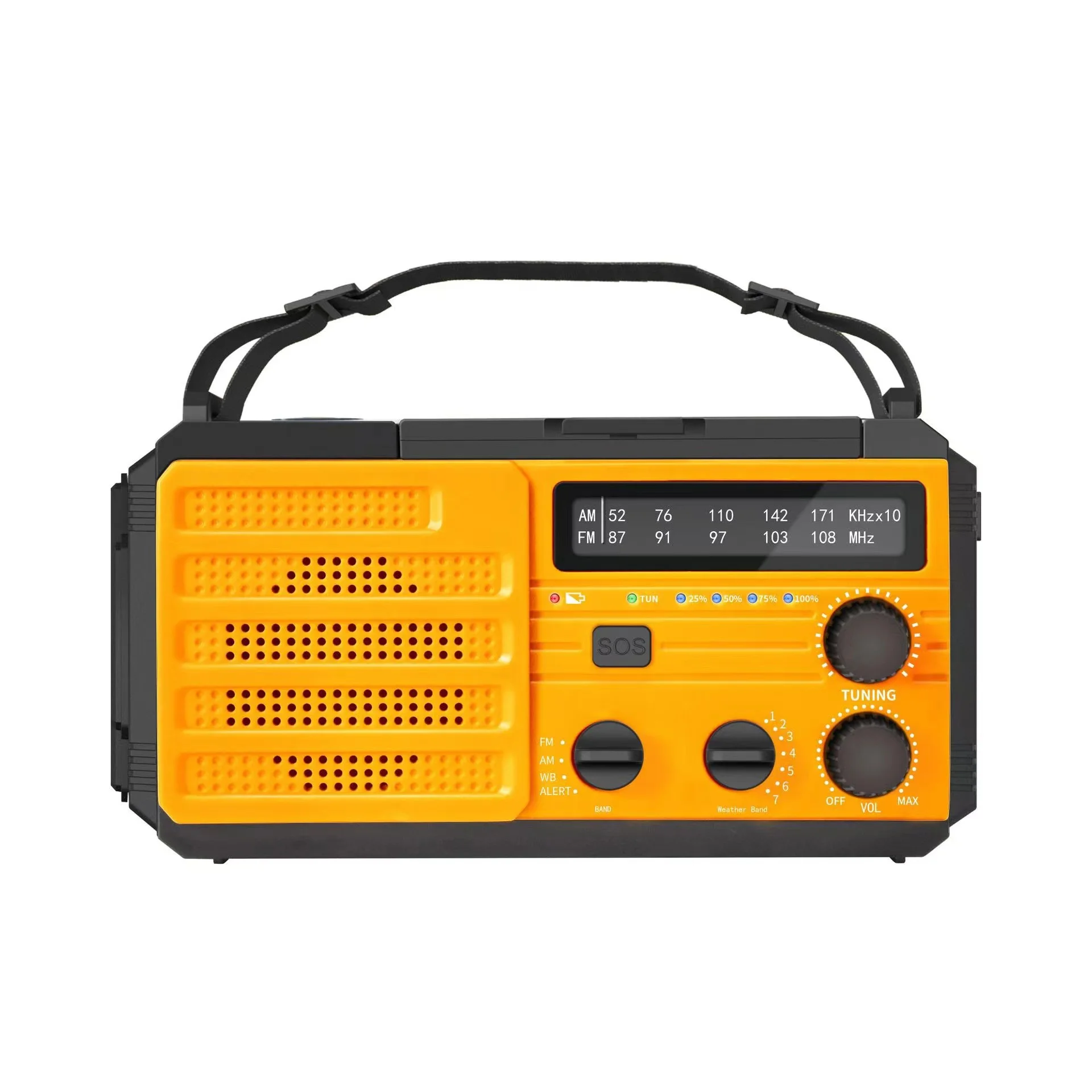 Portable FM Radio Solar Hand Crank Radio AM/FM/NOAA Radio Receiver 8000mAh Power Bank Type C Charging SOS Alarm For Emergency