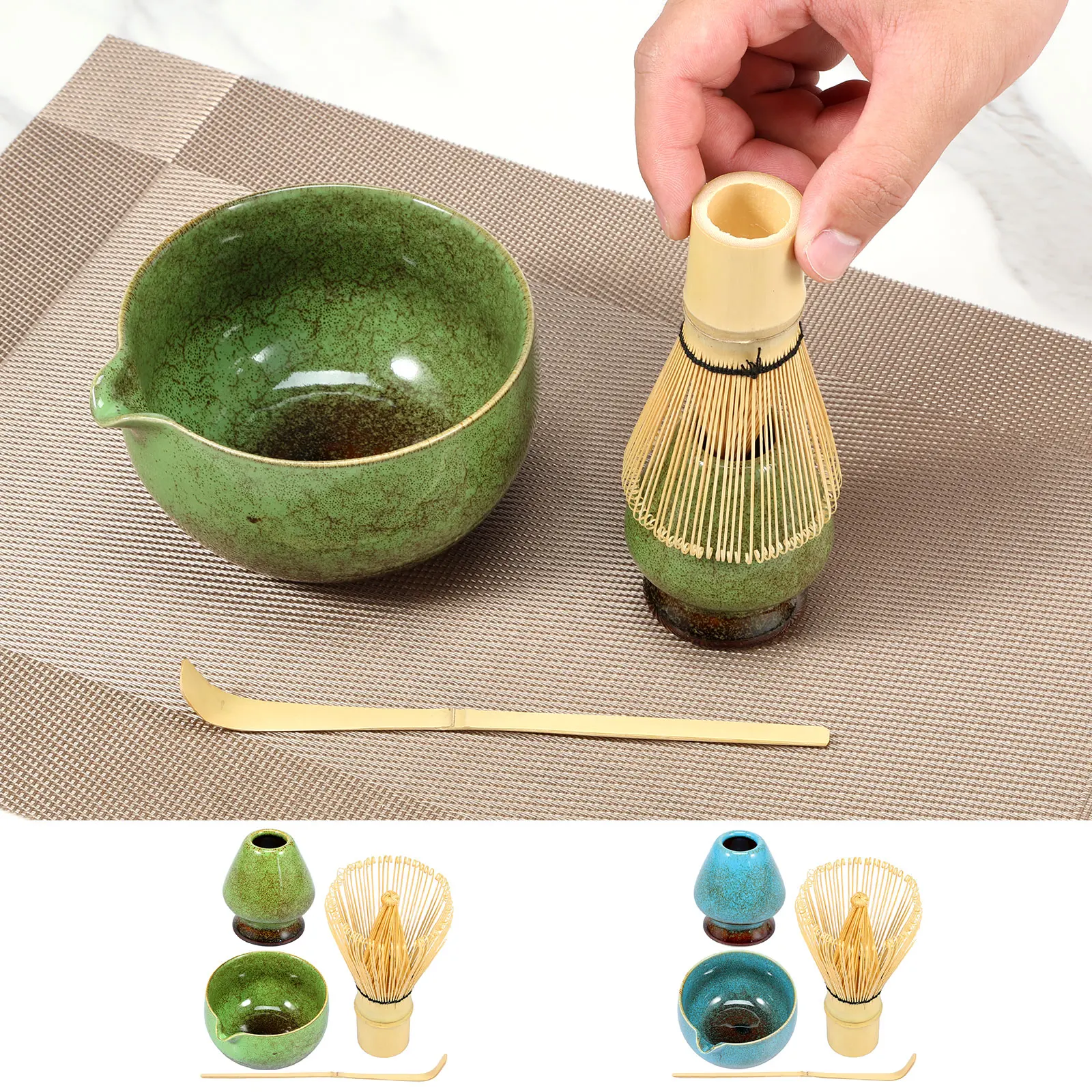 

4Pcs Matcha Whisk Set Elegant Japanese Matcha Tea Set Reusable Matcha Making Kit with 500ml Ceramic Matcha Bowl Matcha Whisk