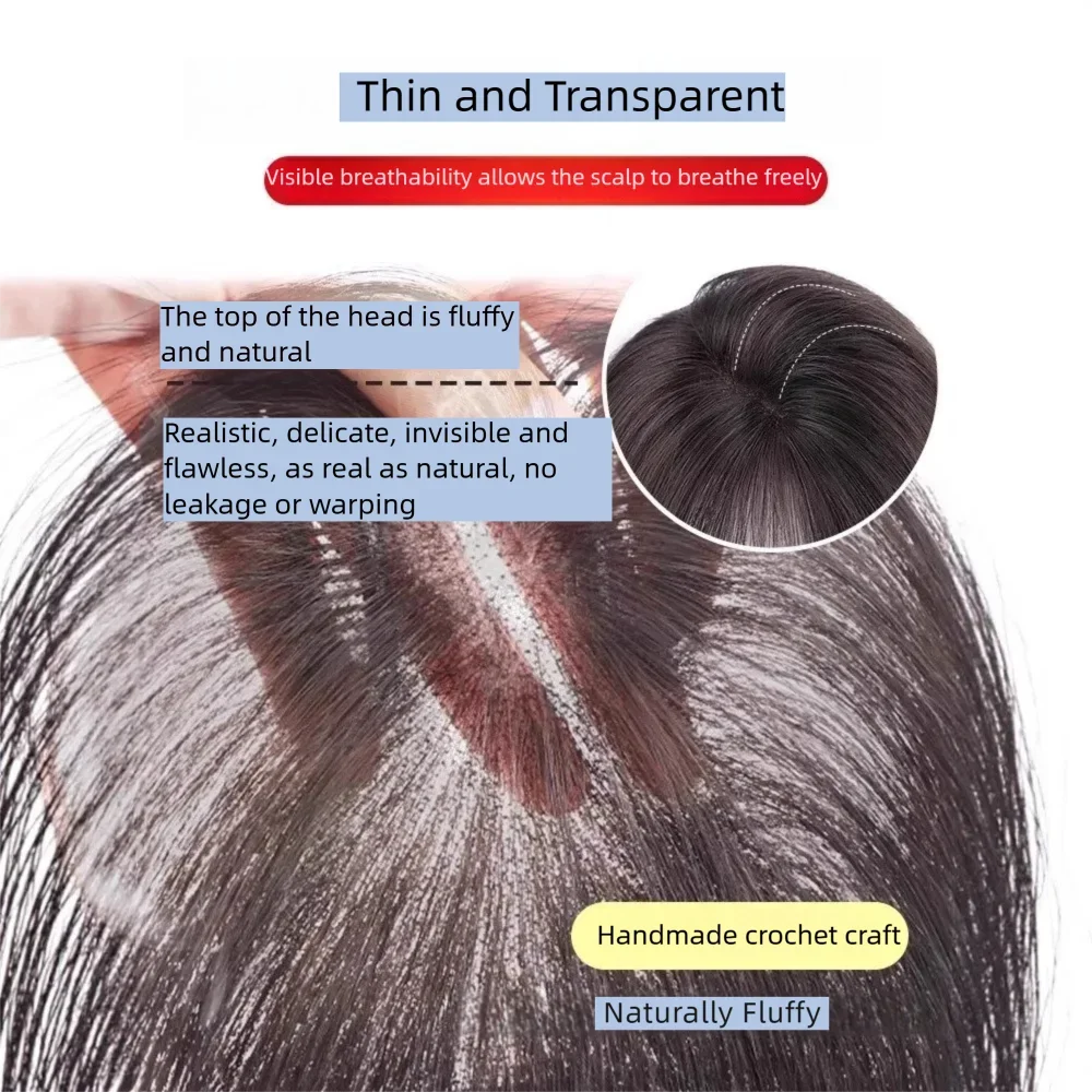100% Real Human Hair Toppers for Women with Bangs Breathable Lace Base Hair Pieces for Thinning Hair Natural Looking Hair Extens