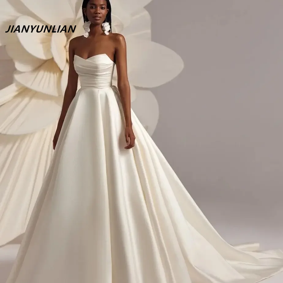 Customized vestidos de novia Floor Length Sweetheart A-Line Long Tail Backless For Women To Measures Charming Bridal Gowns