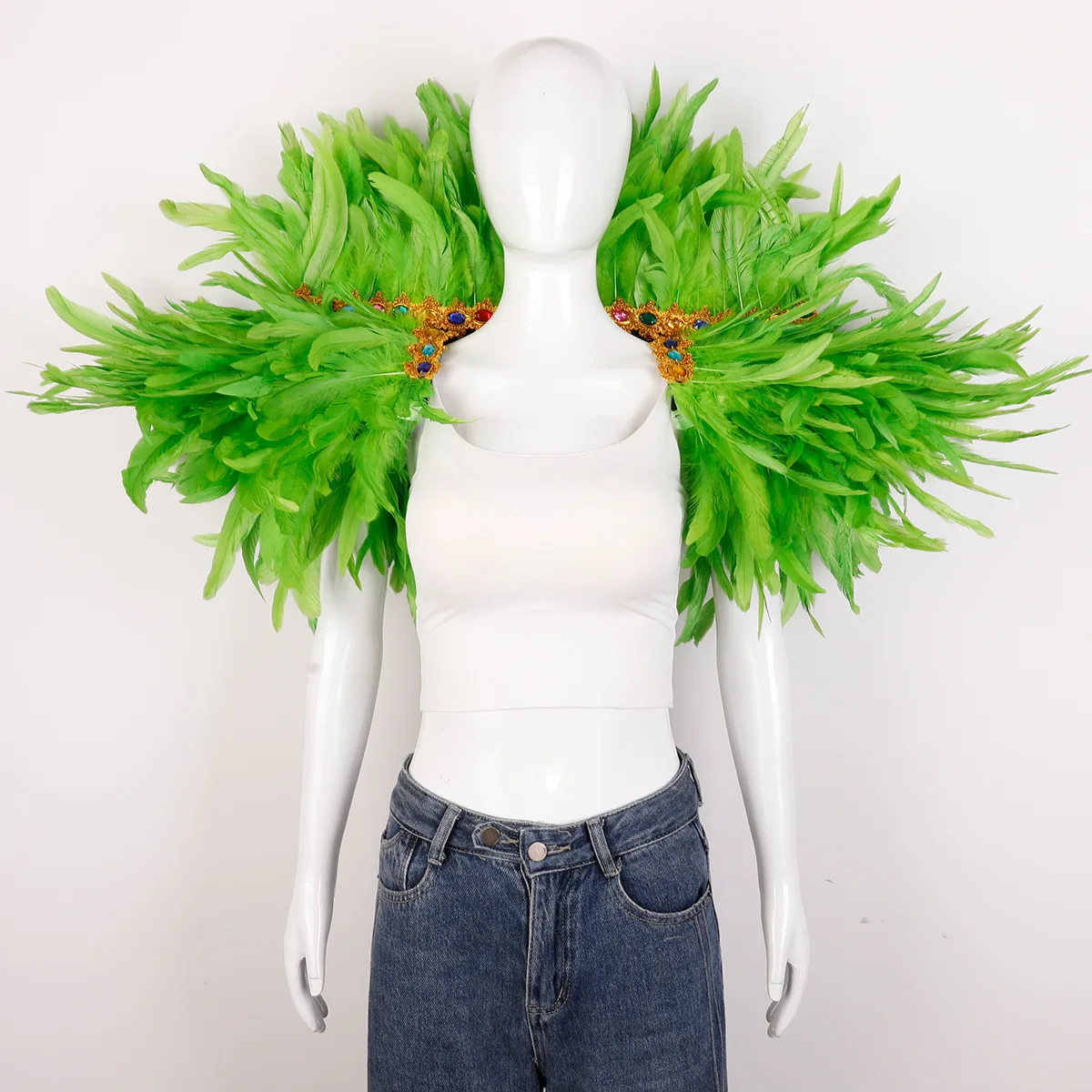 Feder Schal Halloween Karneval Kostüm Runway Leistung Ball Weste Schal Mantel Party Schal Cosplay Frau Schal – Detail 2