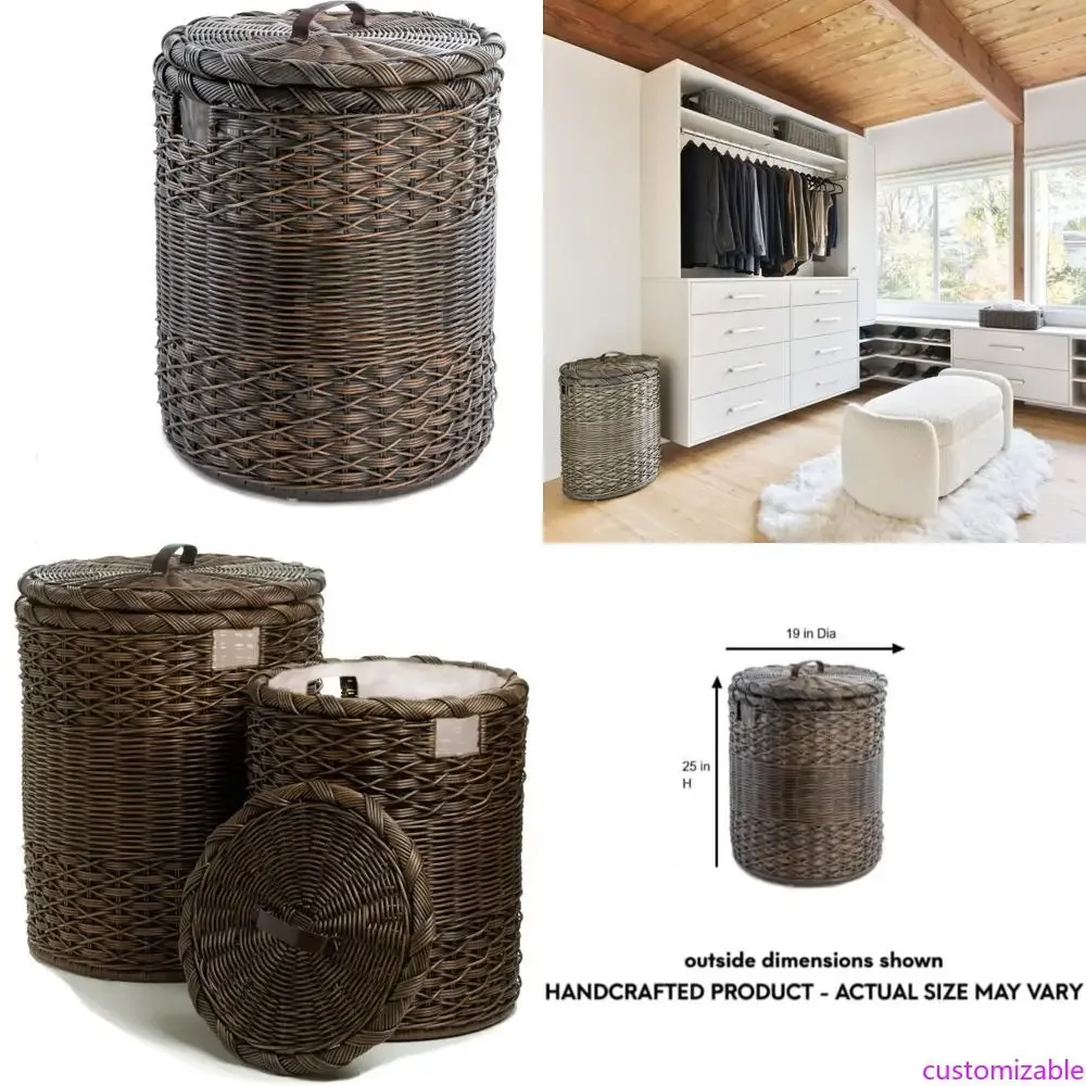 

Большая круглая корзина для белья из плетеного ротанга, цвет ореховый, 19 дюймов в диаметре, 25 дюймов в высоту.