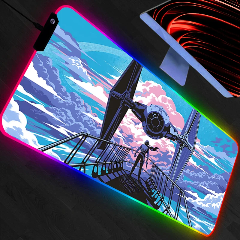 

Светодиодный коврик для мыши, компьютерный коврик для ноутбука, аниме-клавиатура, RGB-коврик для мыши, коврик для мыши, клавиатура, коврик для геймеров, подсветка, настольный коврик, аниме «Звездные войны»