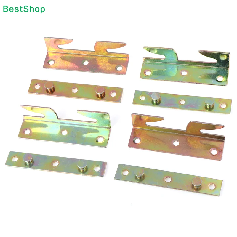 ★4 Sets Furniture wood bed rail bracket fitting snap connectors mount hole