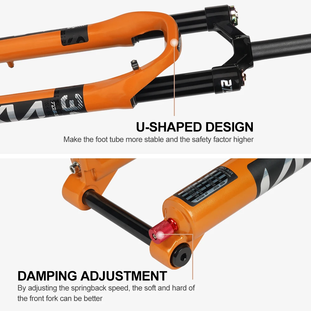 TOSEEK KN34-TZ Thru Axle Magnesium Alloy MTB Bike Fork 26/27.5/ 29er Inch Mountain Bicycle RL120mm Air Suspension Fork