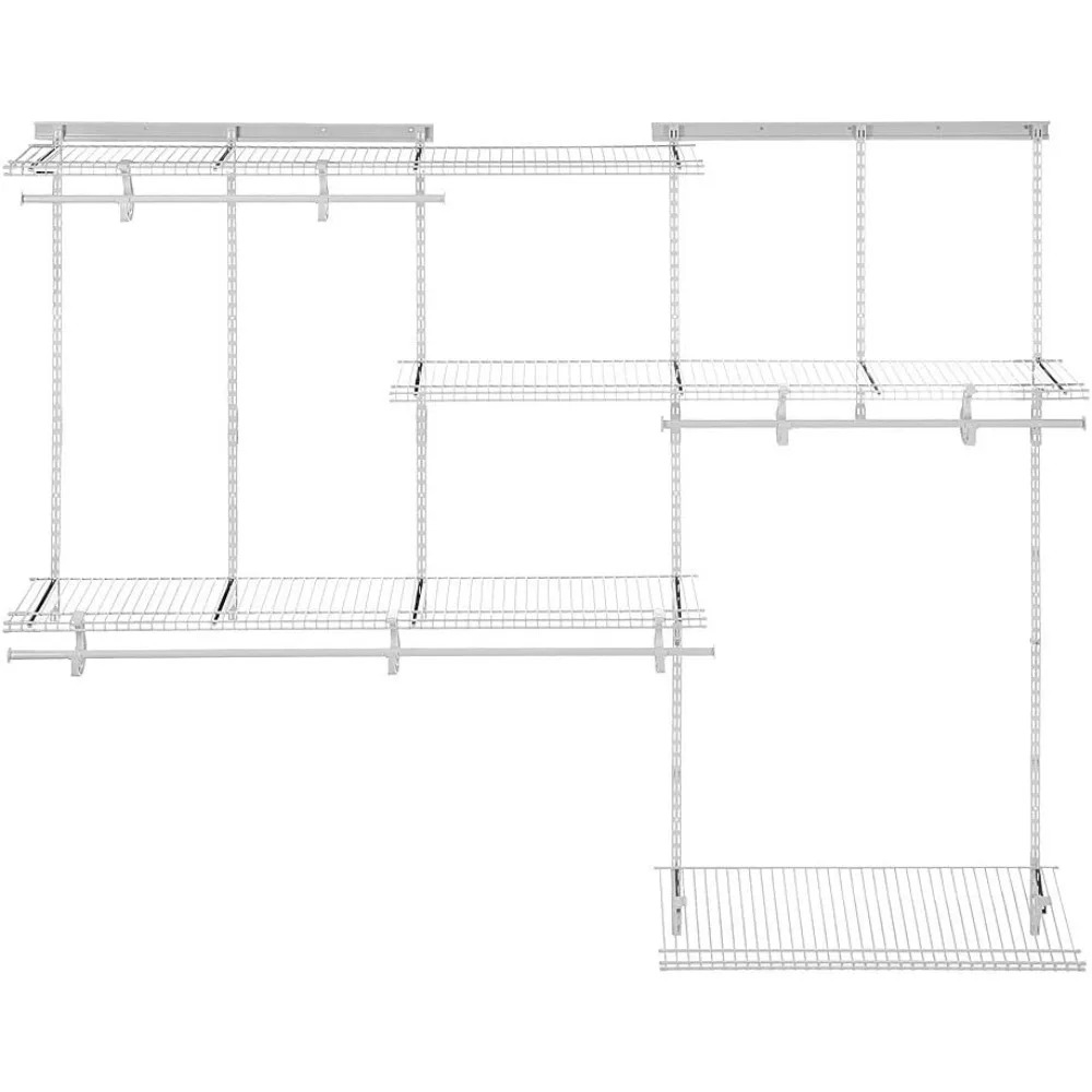 ShelfTrack Wire Closet Organizer System, Adjustable from 5 to 8 Ft., With Shelves, Clothes Rods, Shoe Shelf