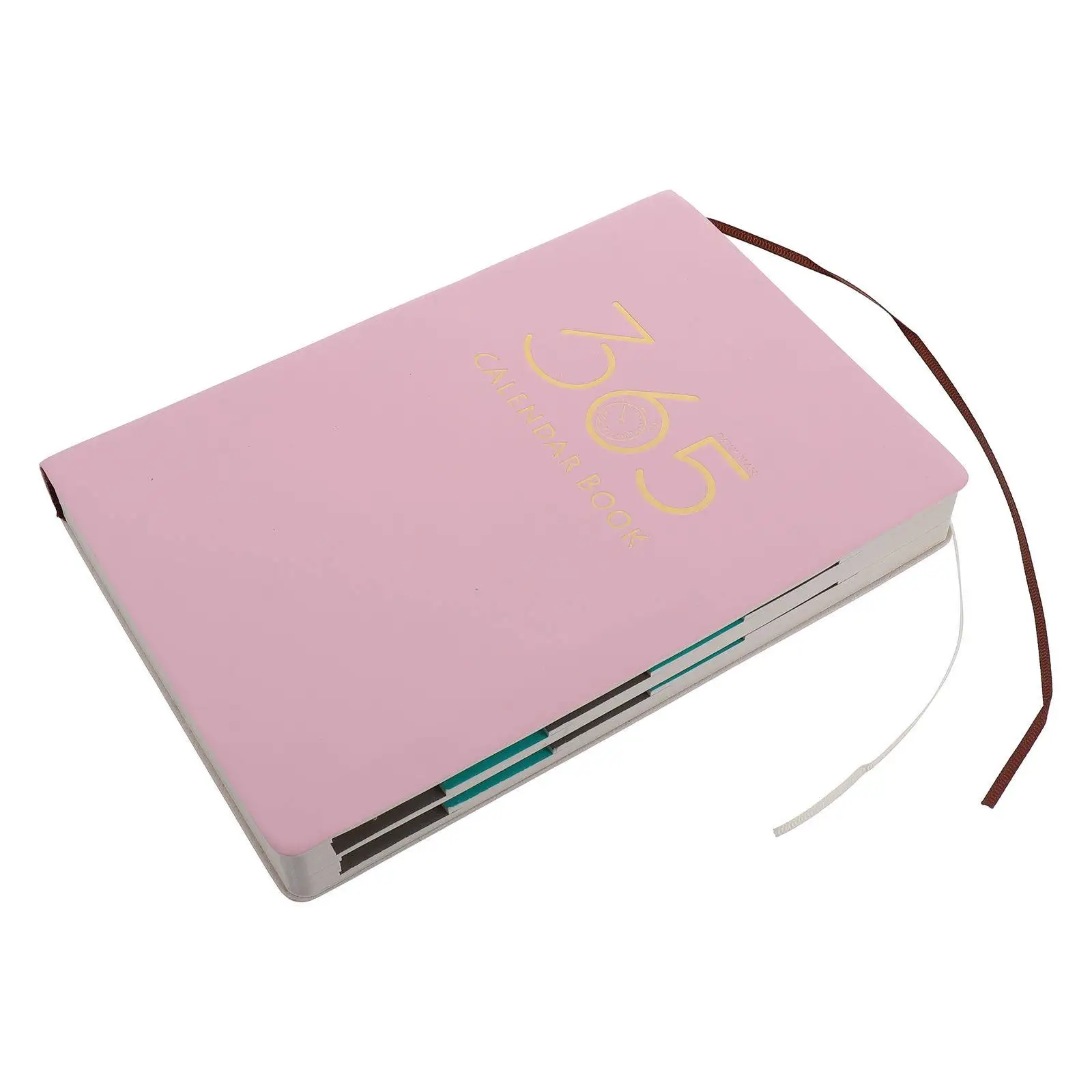 1pcs-2025-daily-planner-notebook-with-monthly-index-gray-green-alternating-pages-eco-friendly-paper-ribbon-bookmark-for-students