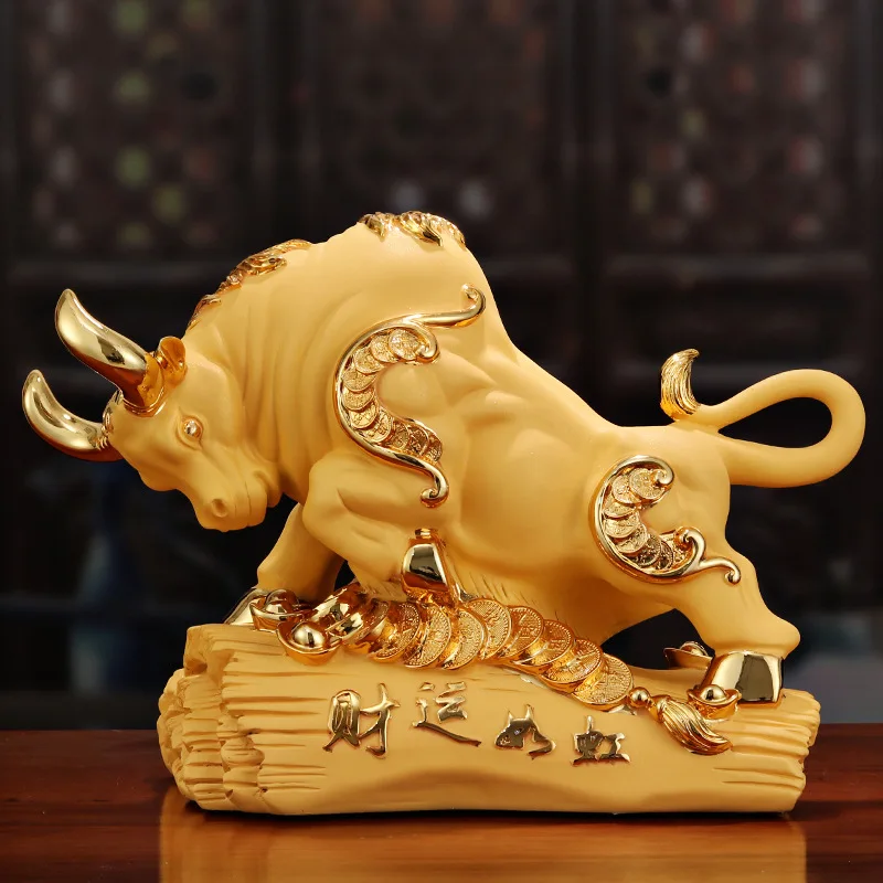 New cow decoration sand gold resin crafts home living room TV cabinet office gifts 