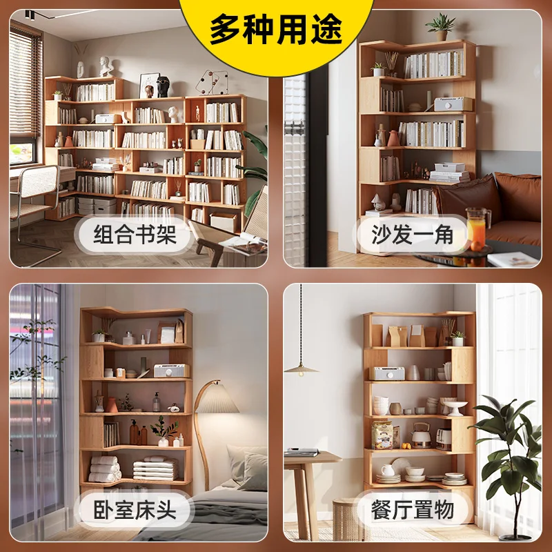 Solid wood children's bookshelf, picture book shelf, floor to floor corner bookshelf, small bookshelf next to desk