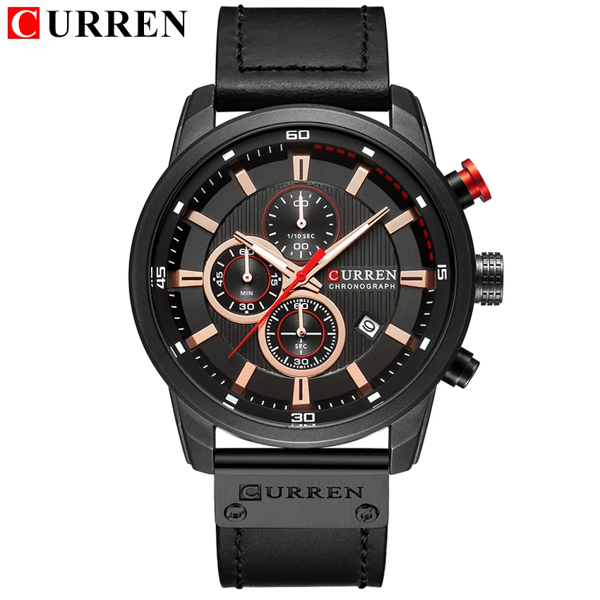 CURREN 8291 Herren-Quarz-Chronographenuhr, lässige Leder-Militär-Sport-Mode-Gentleman-Armbanduhr – Detail 20