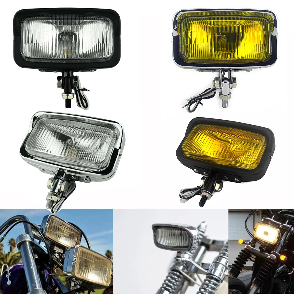 Motorcycle H3 Square Headlight With Bottom Mount Headlamp Universal For Harley Chopper Custom Softail Dyna Suzuki Kawasaki