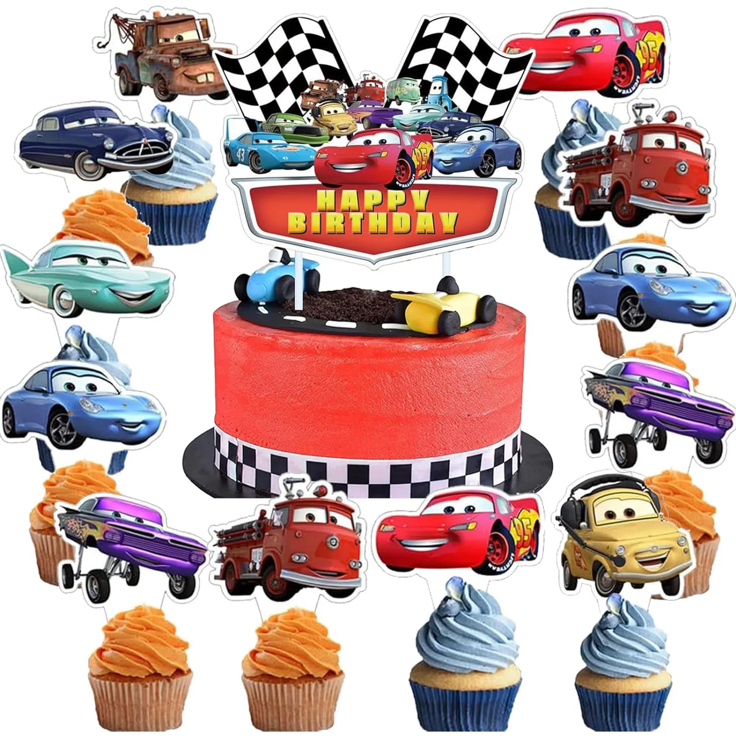 

Car Theme Boy Birthday Cake Decoration Paper Happy Birthday Cake Toppers For Kids Boys Party Cake Decor Supplies