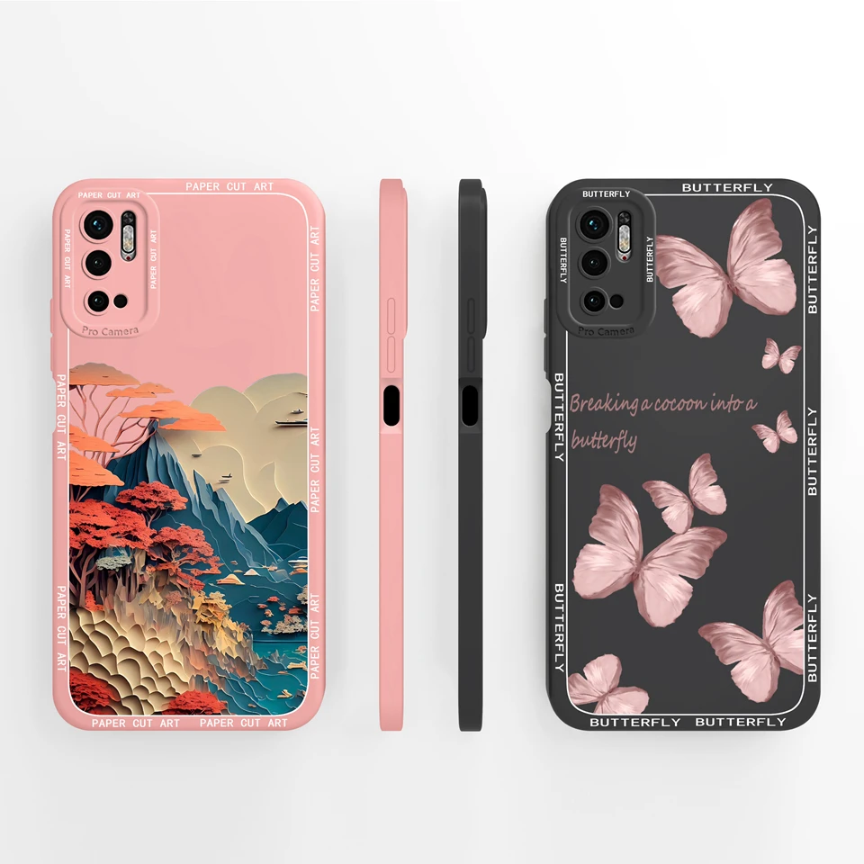 Case For Xiaomi Redmi Note 10 10T 11SE Poco M3 Pro 5G Beautiful Flower Couple Liquid Anti-fall Cover For Redmi note10 10T Coque