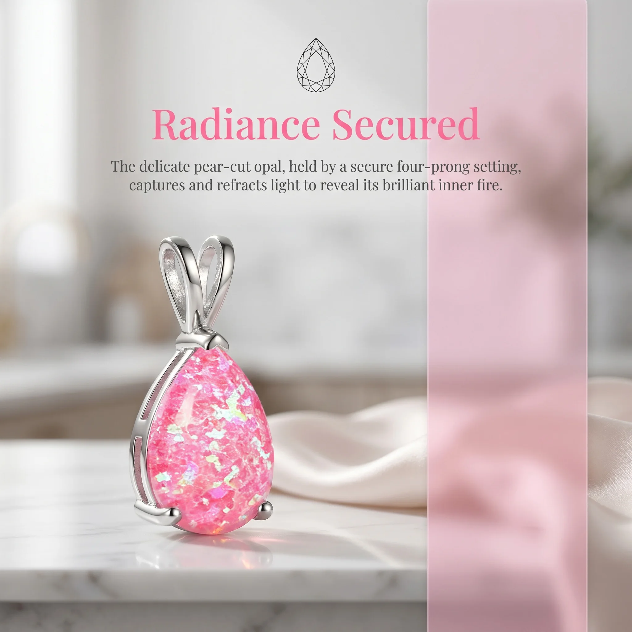 Women's 7-Color Opal Pendant Necklace, Dainty Gift