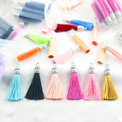 4cm Tassel 5/10/20pcs Silver End Caps Silk Tassels Brush Charms DIY Making Tassels Pendant Jewelry Making Accessories Supplies