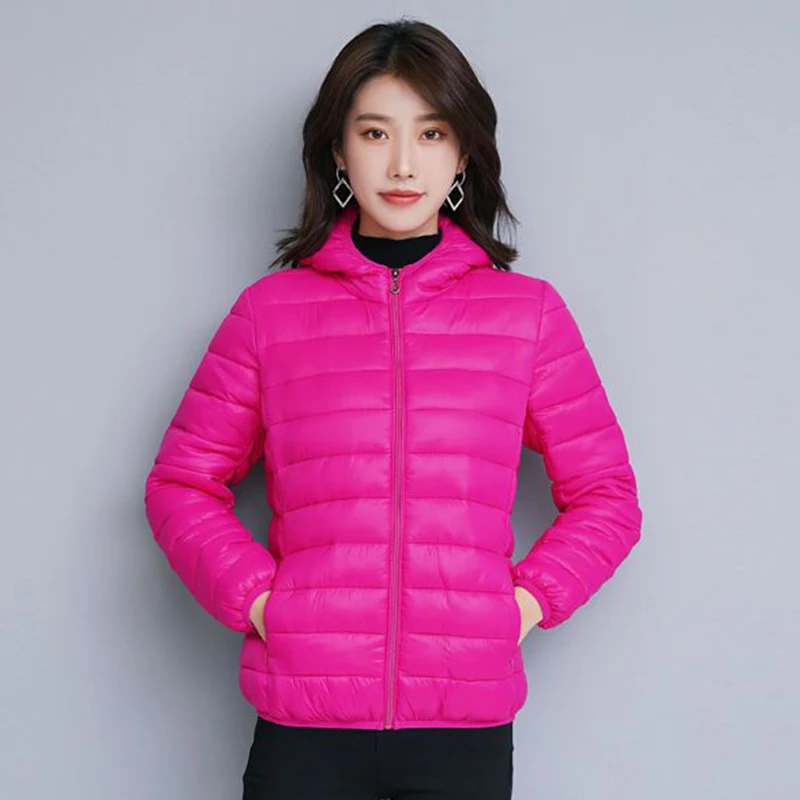 Lightweight Thin Loose Hooded Parkas Women Autumn Winter Basic Zipper Up Down Cotton Jackets Woman Long Sleeve Warm Short Parkas