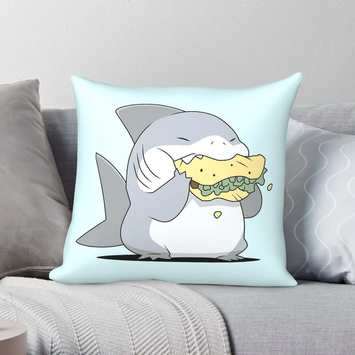Jeff The Land Shark Taco Square Pillowcase Polyester Linen Velvet Printed Zip Decorative Pillow Case Home Cushion Cover