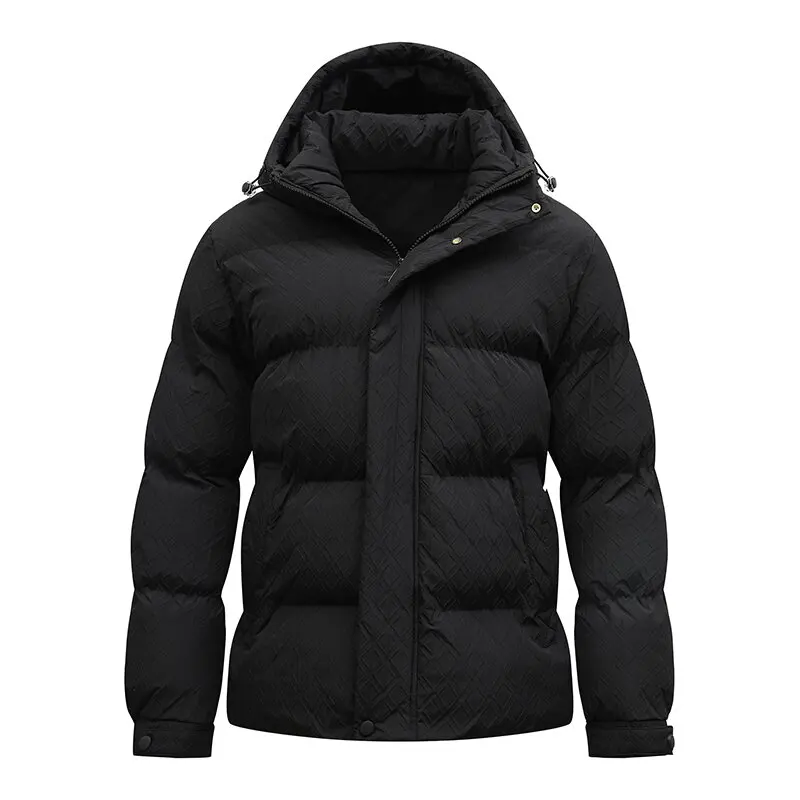 2024 Autumn and Winter New Fashion Solid Color Thick Warm Hooded Padded Jacket Men's Casual Loose Comfortable Large Size Coat